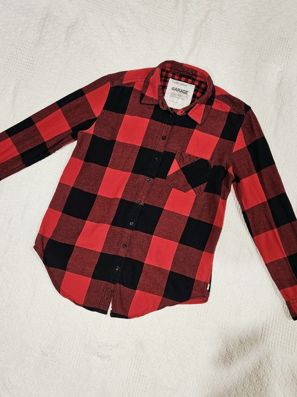 3/$15 Garage Womens Red & Black Plaid Button-Up Shirt - Picture 6 of 15